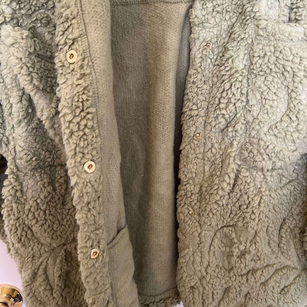 Billabong Sundown Faux Fur Sherpa Jacket Avocado Green NWT Size M Nordstrom - Picture 10 of 11